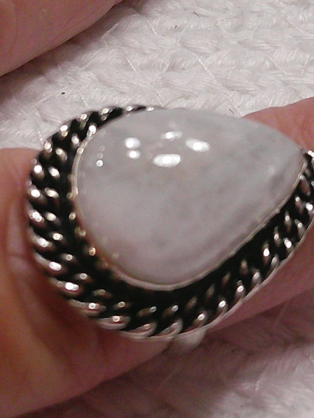 Gorgeous RAINBOW MOONSTONE Handmade Sterling 925 Ring Size 8 #32F